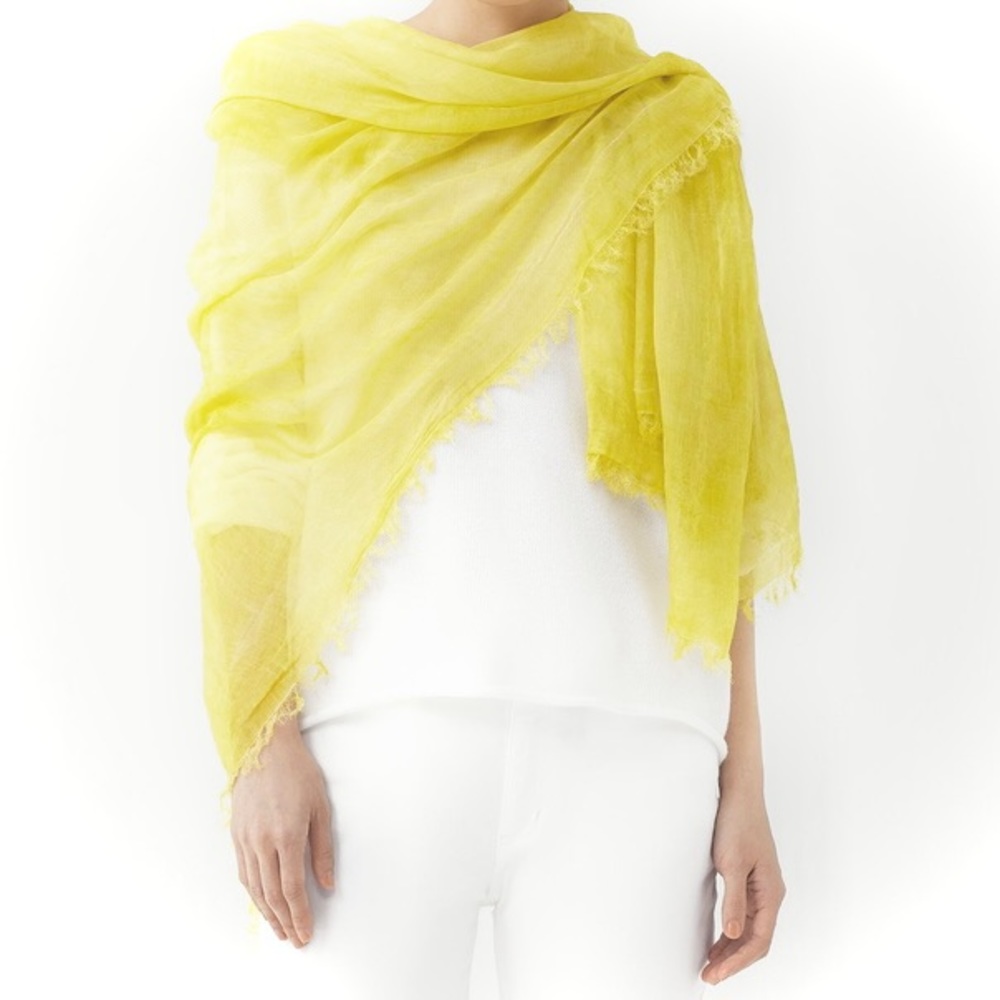 EILEEN FISHER | OS | Maltino Fringe Gauze Cotton Polyamide Airy Two Tone Scarf